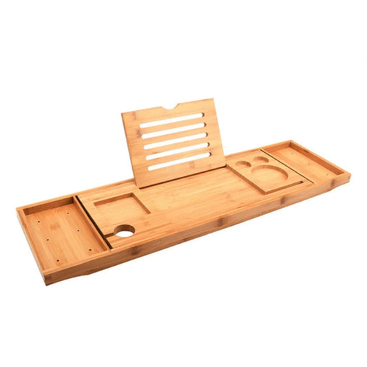 Luxury Adjustable Bamboo Bath Tray Caddy - Spa Book Wine & Accessories Holder - Mekamart Australia
