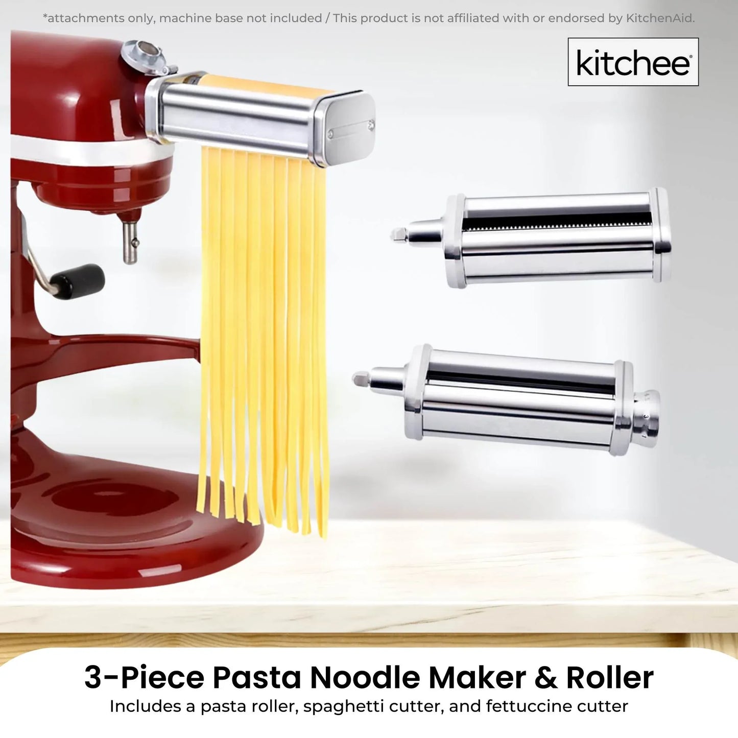 Kitchee Pasta Noodle Maker Roller Cutter Attachments - Compatible with KitchenAid Mixer - Mekamart Australia