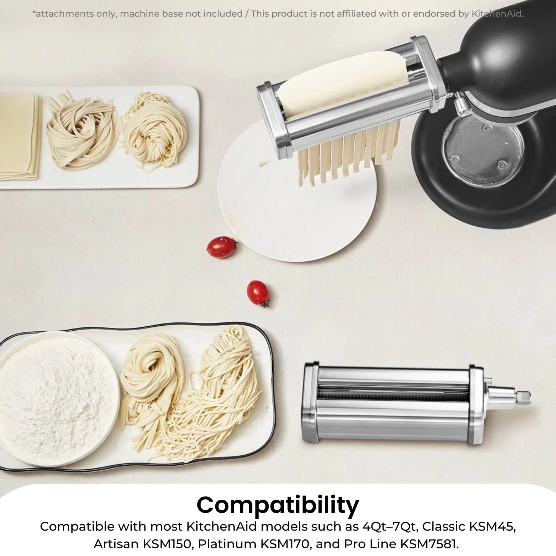 Kitchee Pasta Noodle Maker Roller Cutter Attachments - Compatible with KitchenAid Mixer - Mekamart Australia