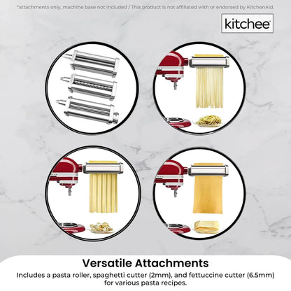 Kitchee Pasta Noodle Maker Roller Cutter Attachments - Compatible with KitchenAid Mixer - Mekamart Australia