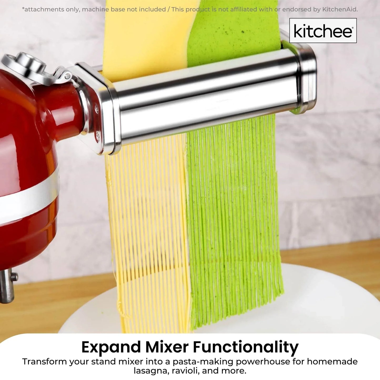 Kitchee Pasta Noodle Maker Roller Cutter Attachments - Compatible with KitchenAid Mixer - Mekamart Australia