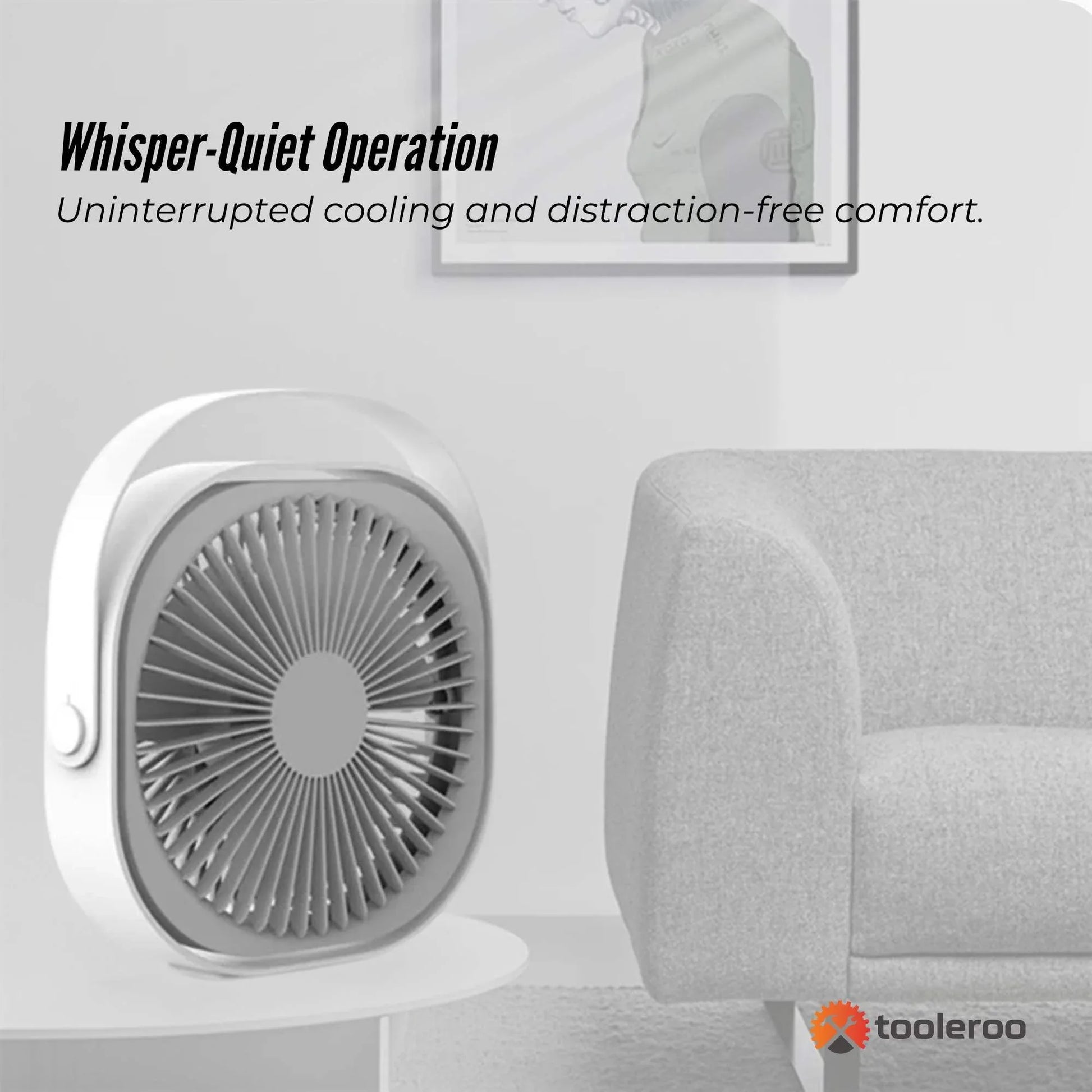 3-Speed USB 20cm Desktop Fan - Quiet Portable Lightweight Rechargeable Cooler - Mekamart Australia