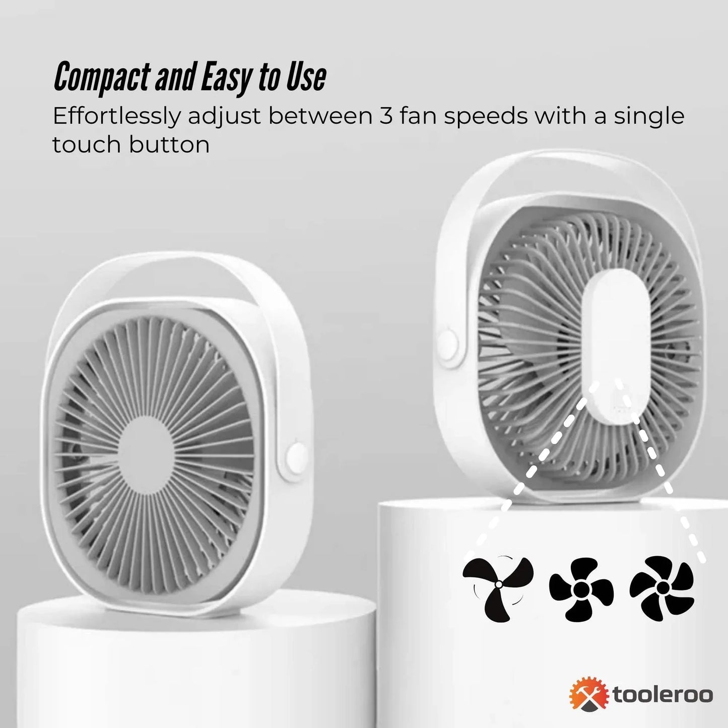 3-Speed USB 20cm Desktop Fan - Quiet Portable Lightweight Rechargeable Cooler - Mekamart Australia