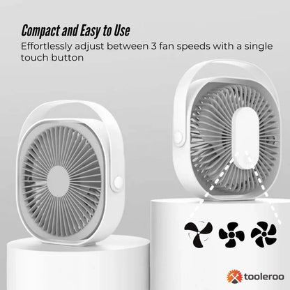 3-Speed USB 20cm Desktop Fan - Quiet Portable Lightweight Rechargeable Cooler - Mekamart Australia