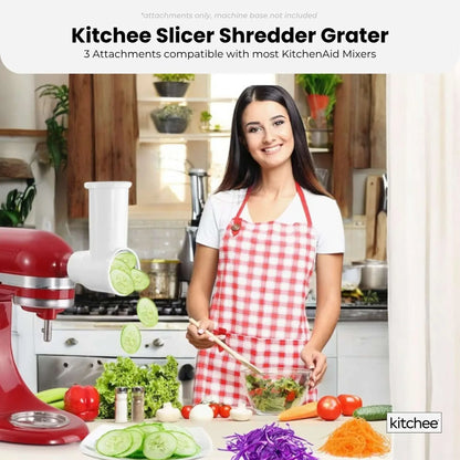 Kitchee Slicer Shredder Grater 3 Attachments - Compatible with KitchenAid Mixer - Mekamart Australia