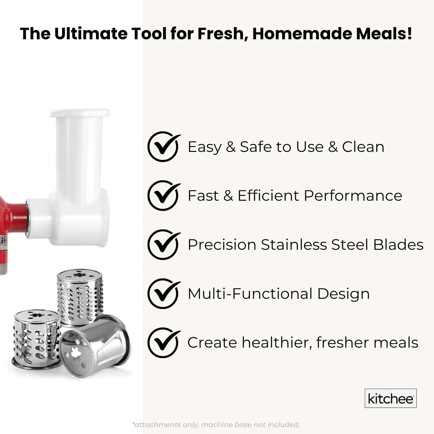 Kitchee Slicer Shredder Grater 3 Attachments - Compatible with KitchenAid Mixer - Mekamart Australia