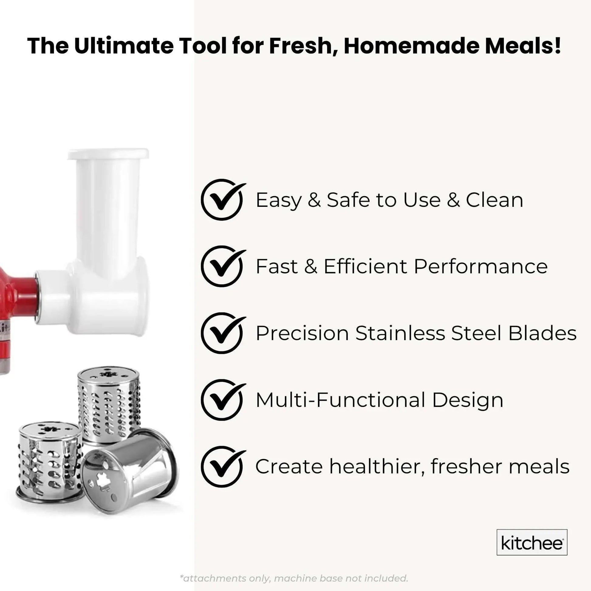 Kitchee Slicer Shredder Grater 3 Attachments - Compatible with KitchenAid Mixer - Mekamart Australia