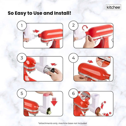Kitchee Slicer Shredder Grater 3 Attachments - Compatible with KitchenAid Mixer - Mekamart Australia