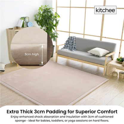Kitchee Kids Foam Floor Play Mat 150x200cm – Padded Thick Soft Tatami Style Cream - Mekamart Australia