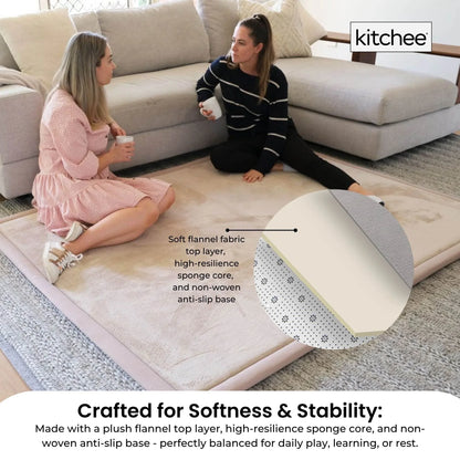 Kitchee Kids Foam Floor Play Mat 150x200cm – Padded Thick Soft Tatami Style Cream - Mekamart Australia