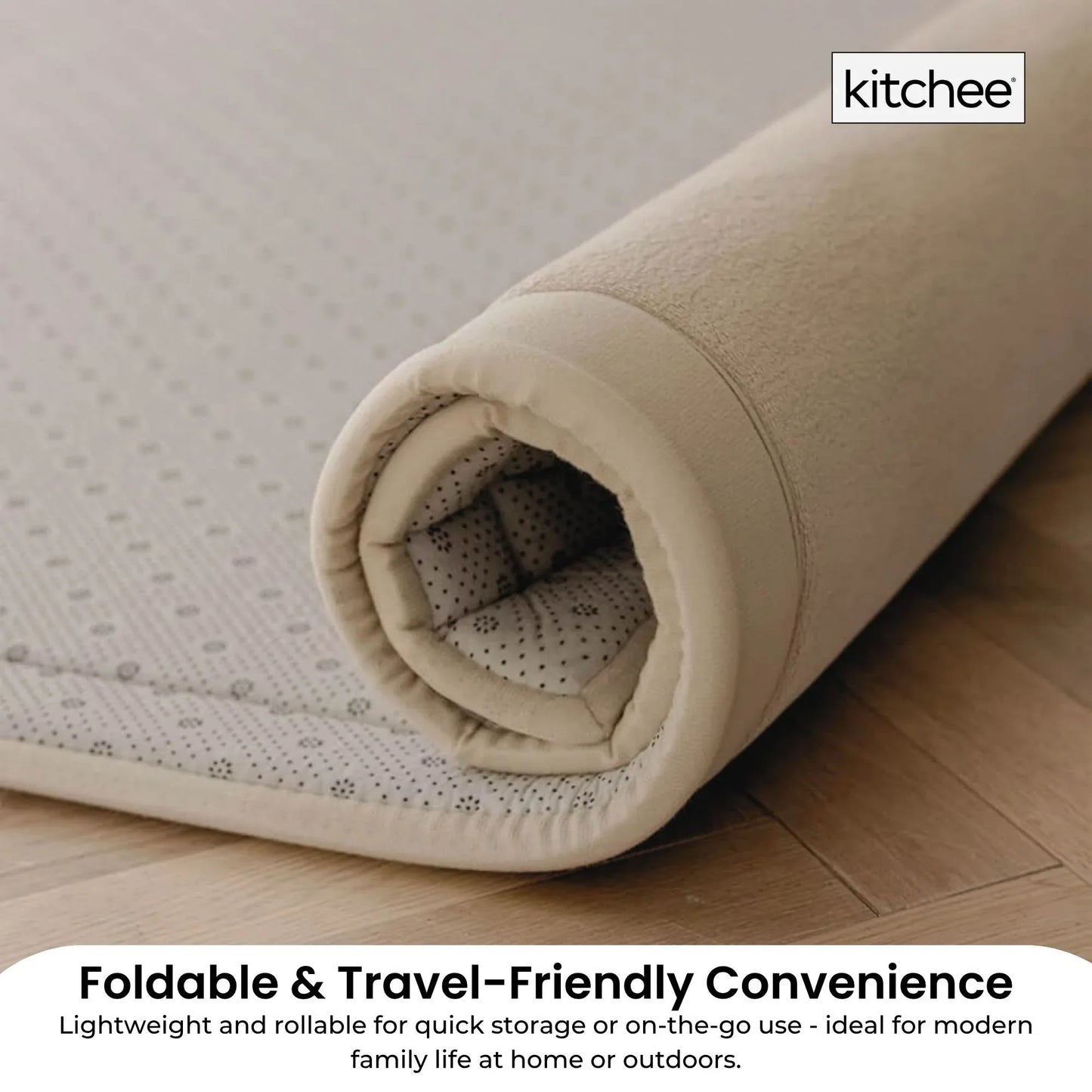 Kitchee Kids Foam Floor Play Mat 150x200cm – Padded Thick Soft Tatami Style Cream - Mekamart Australia