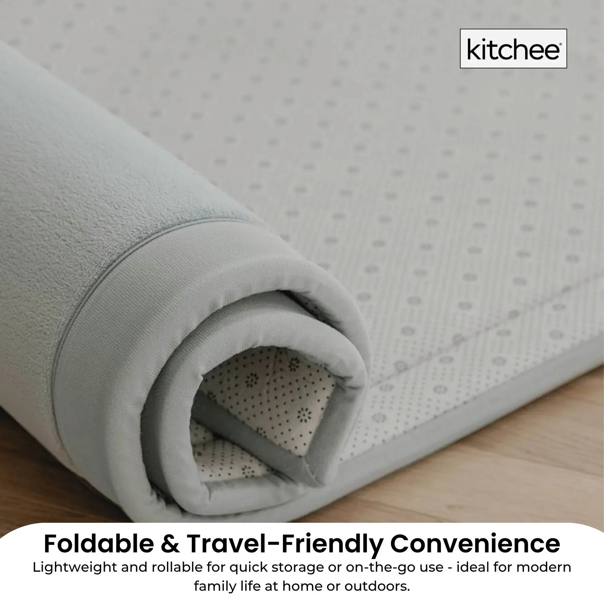 Kitchee Kids Foam Floor Play Mat 200x200cm – Padded Thick Soft Tatami Style Grey - Mekamart Australia