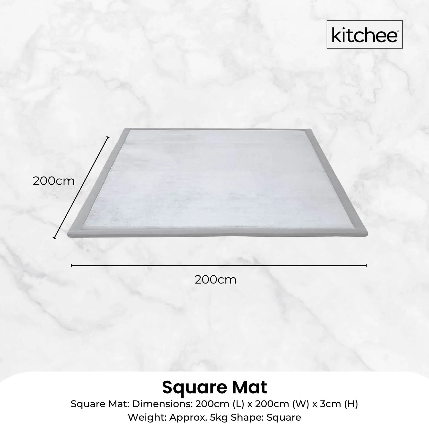 Kitchee Kids Foam Floor Play Mat 200x200cm – Padded Thick Soft Tatami Style Grey - Mekamart Australia