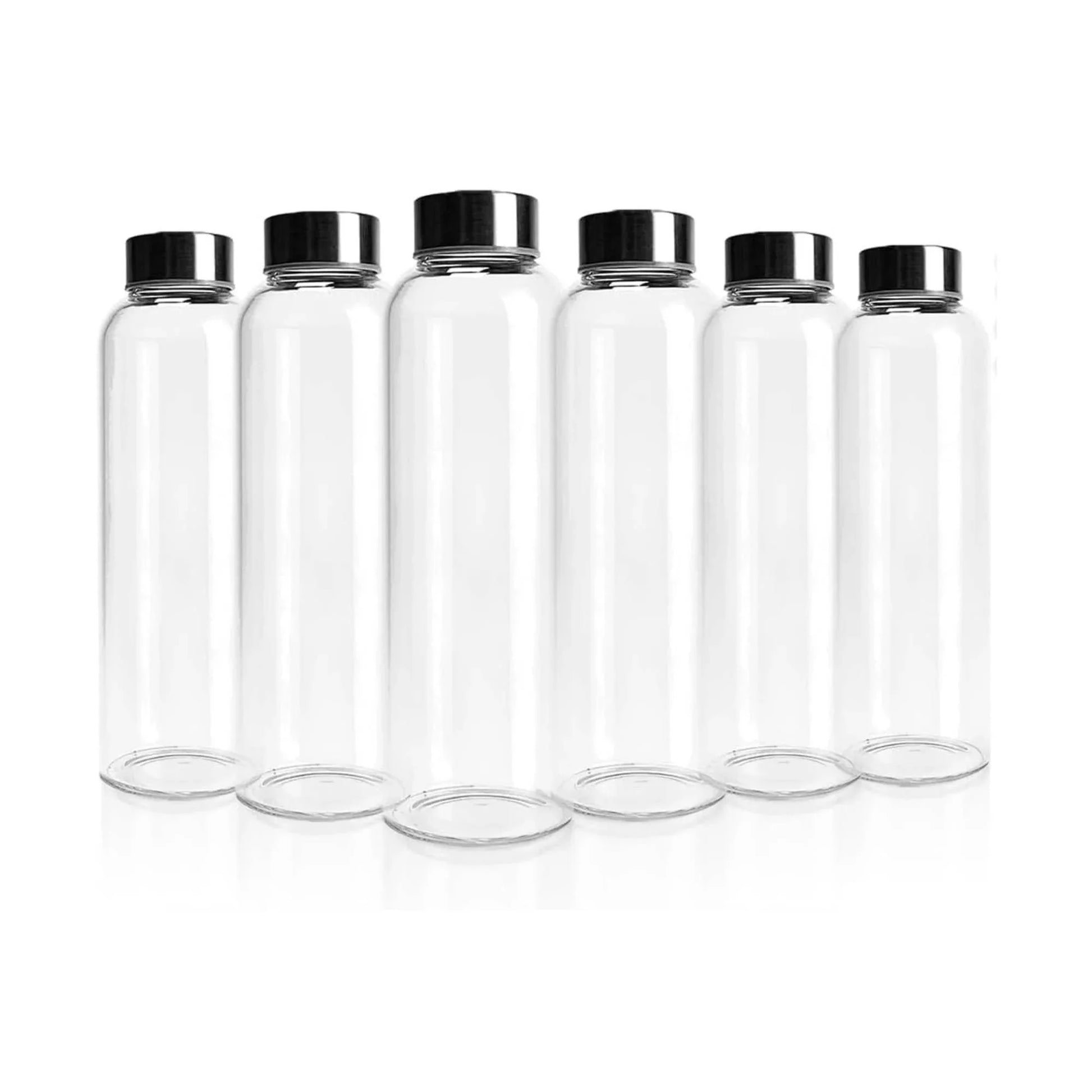 Kitchee 500ml Glass Water Bottle with Stainless Steel Lid - Set of 6 Drink Bottles - Mekamart Australia