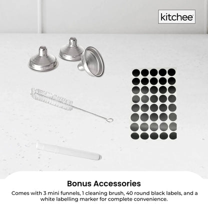Kitchee 12x 60ml Small Glass Bottles + Lids Funnels Brush Labels Pen - Mekamart Australia