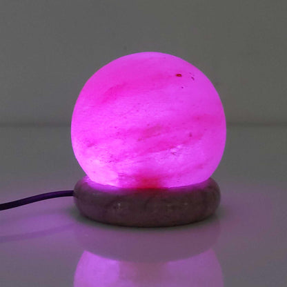 USB Colour Changing Salt Himalayan Lamp - Ball Sphere Shape Pink Rock LED Light - Mekamart Australia