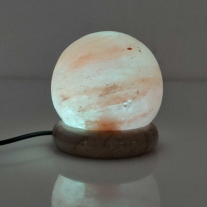 USB Colour Changing Salt Himalayan Lamp - Ball Sphere Shape Pink Rock LED Light - Mekamart Australia