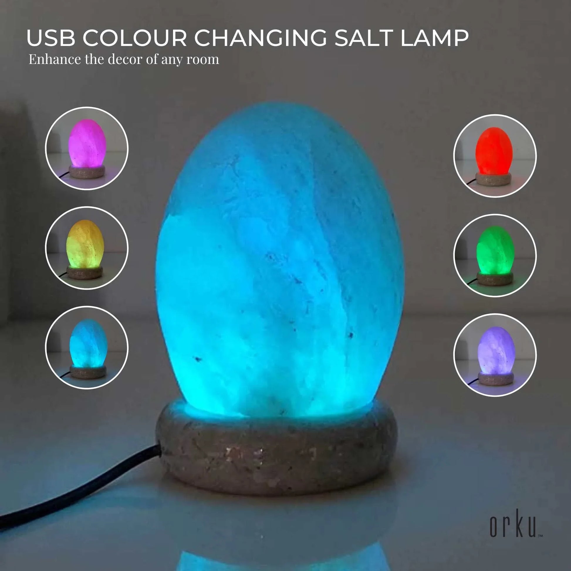 USB Colour Changing Egg Shape Himalayan Pink Salt Lamp Color Change LED Light - Mekamart Australia