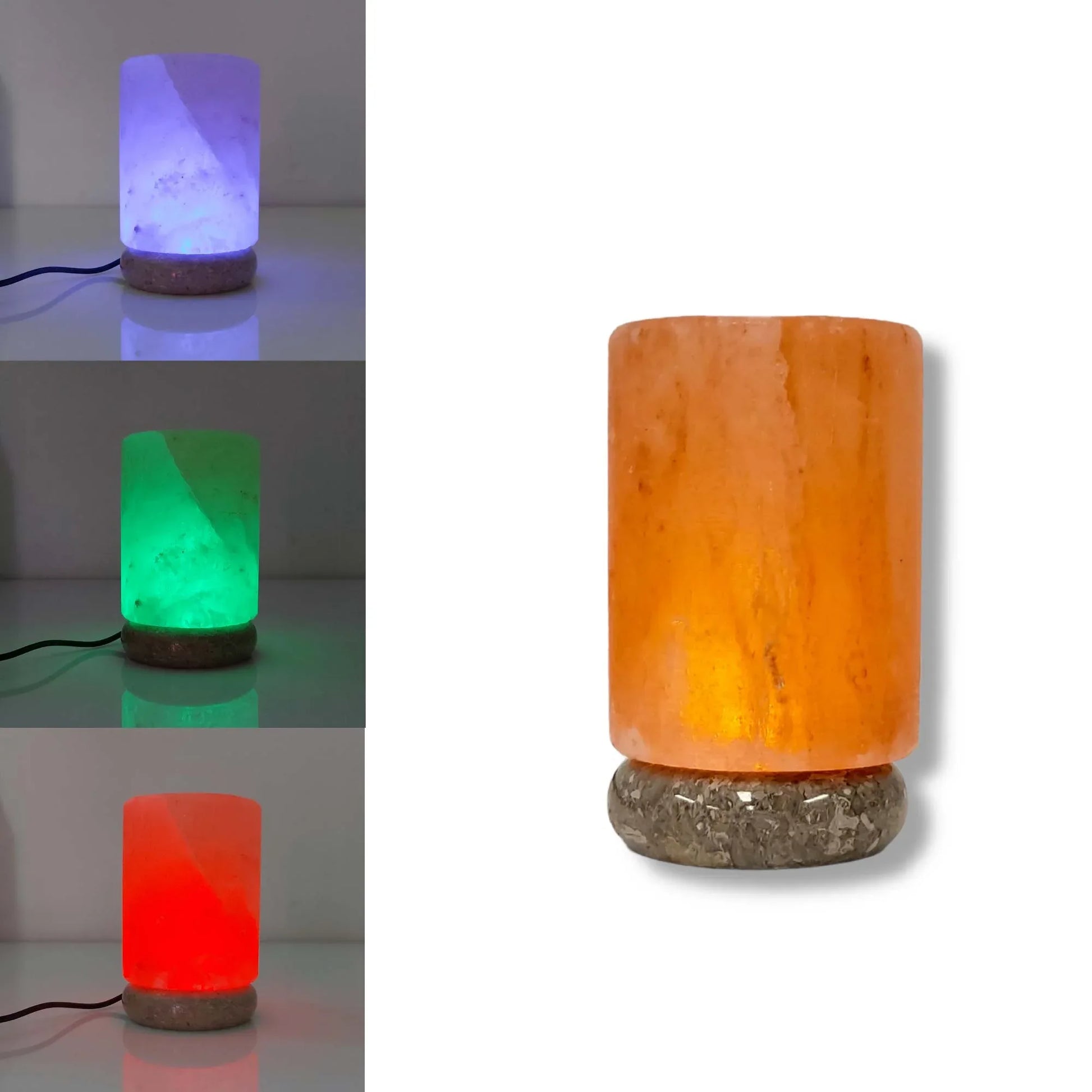 USB Colour Changing Salt Himalayan Lamp - Cylinder Shape Pink Rock LED Light - Mekamart Australia