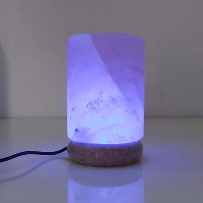 USB Colour Changing Salt Himalayan Lamp - Cylinder Shape Pink Rock LED Light - Mekamart Australia