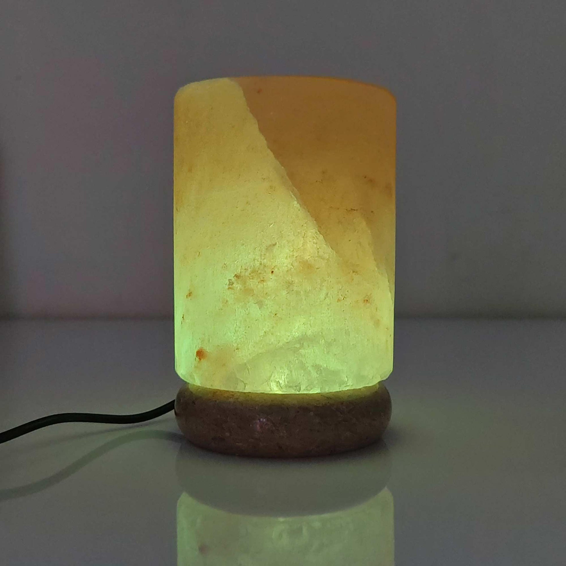 USB Colour Changing Salt Himalayan Lamp - Cylinder Shape Pink Rock LED Light - Mekamart Australia