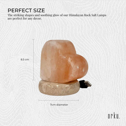 USB Colour Changing Salt Himalayan Lamp - Heart Love Shape Pink Rock LED Light - Mekamart Australia