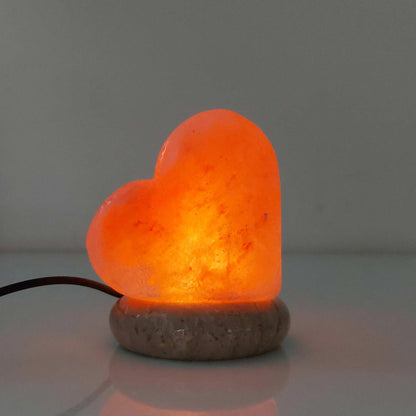 USB Colour Changing Salt Himalayan Lamp - Heart Love Shape Pink Rock LED Light - Mekamart Australia