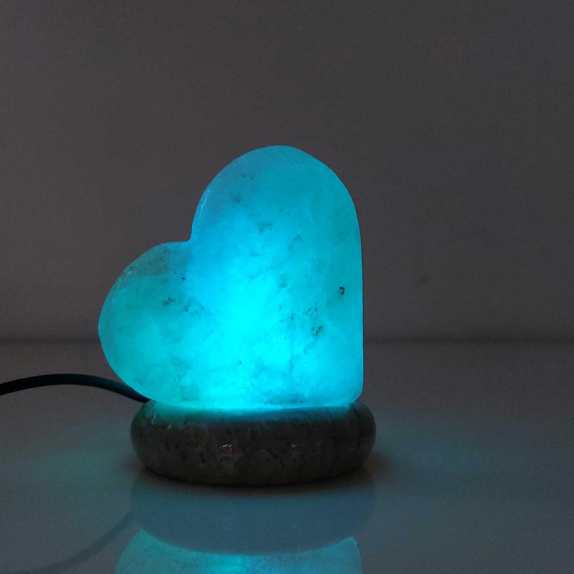 USB Colour Changing Salt Himalayan Lamp - Heart Love Shape Pink Rock LED Light - Mekamart Australia