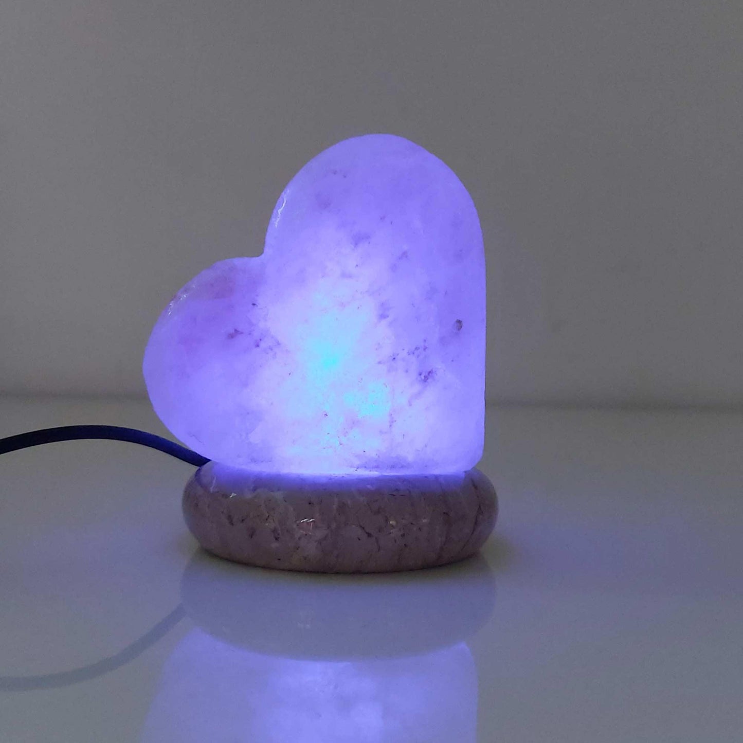 USB Colour Changing Salt Himalayan Lamp - Heart Love Shape Pink Rock LED Light - Mekamart Australia