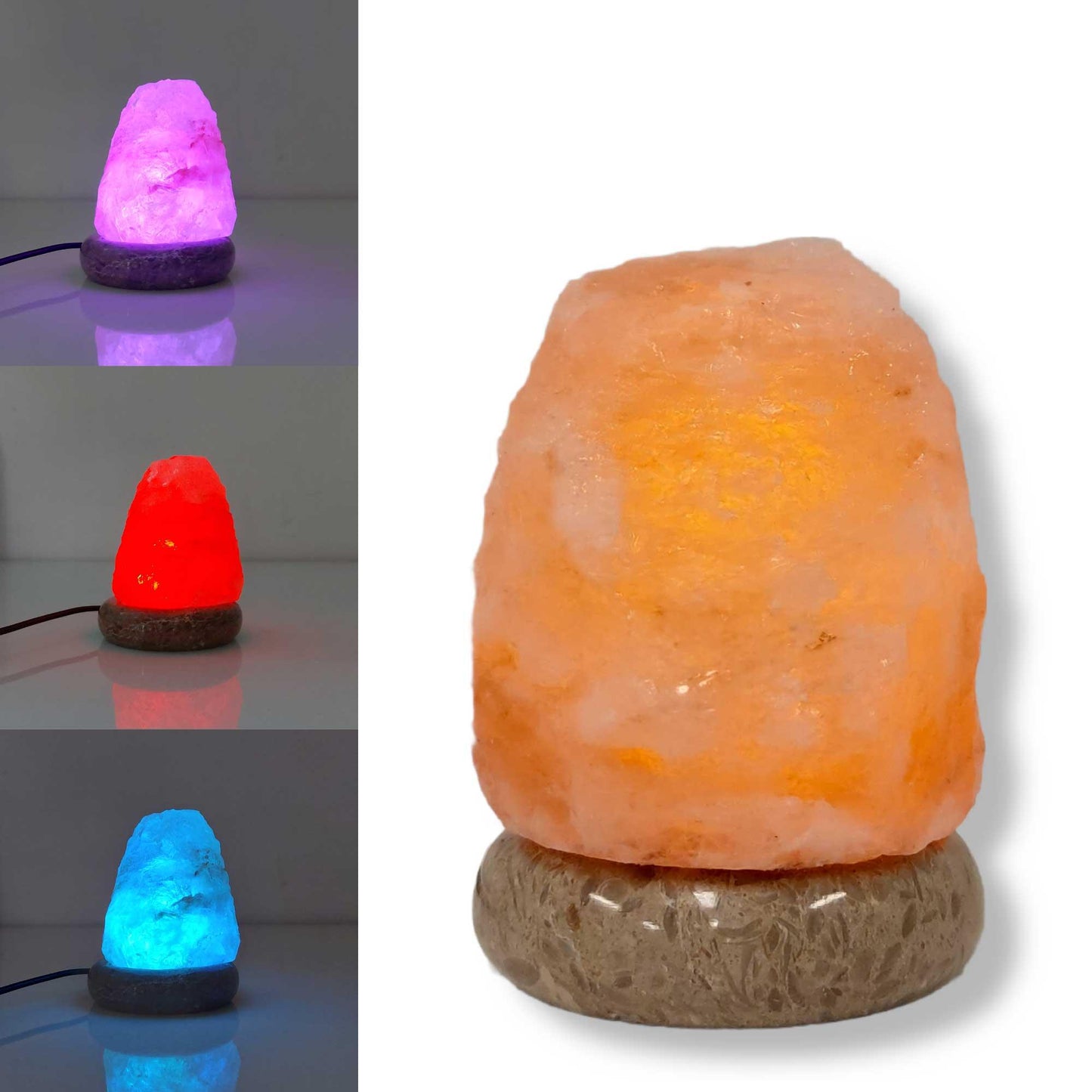 USB Colour Changing Salt Himalayan Lamp - Natural Shape Pink Rock LED Light - Mekamart Australia
