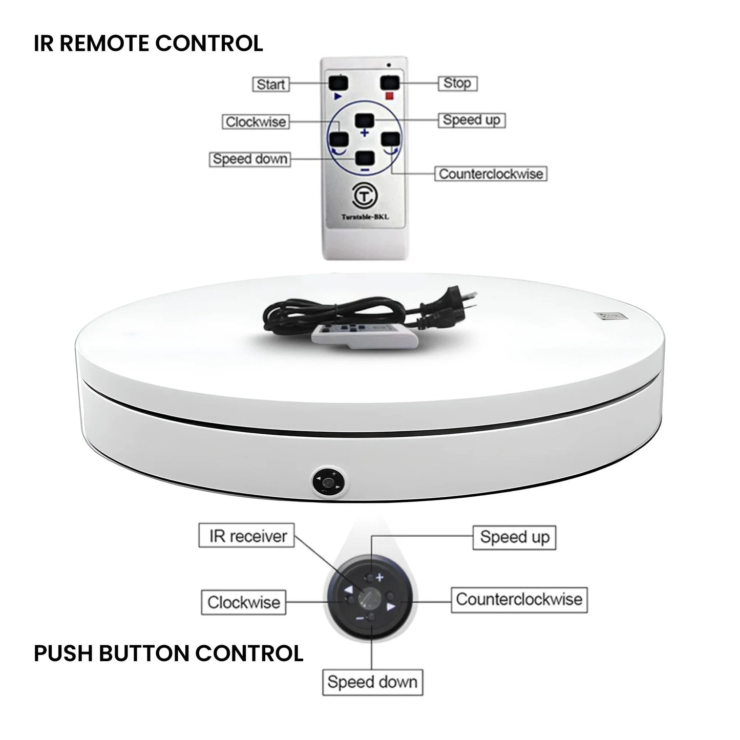 Christabelle 80cm 200kg Commercial Electric Display Turntable Motorised White - Mekamart Australia