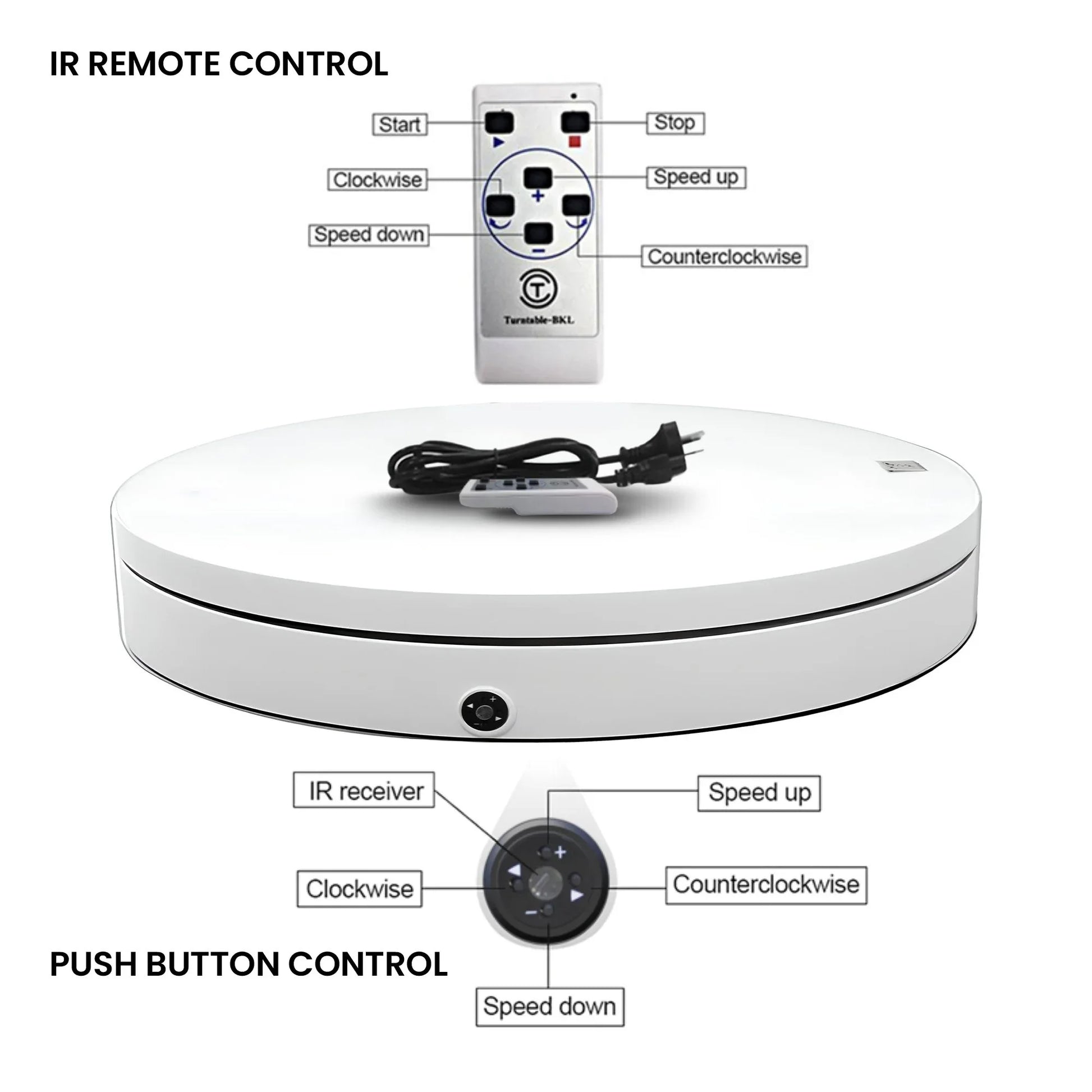 Christabelle 80cm 200kg Commercial Electric Display Turntable Motorised White - Mekamart Australia