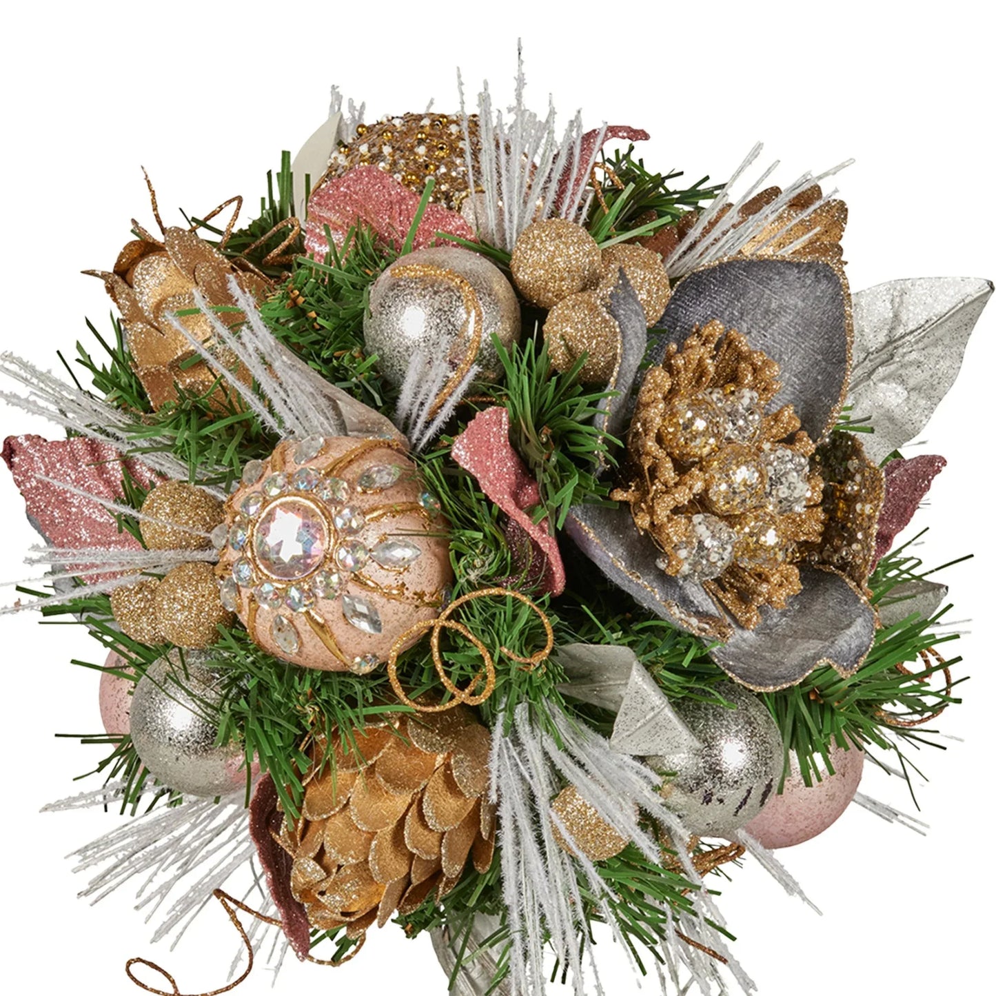 Christabelle 36cm Christmas Tabletop Topiary Tree Jewelled Baubles, Berries, Flowers and Pine Cones Festive Decoration - Mekamart Australia