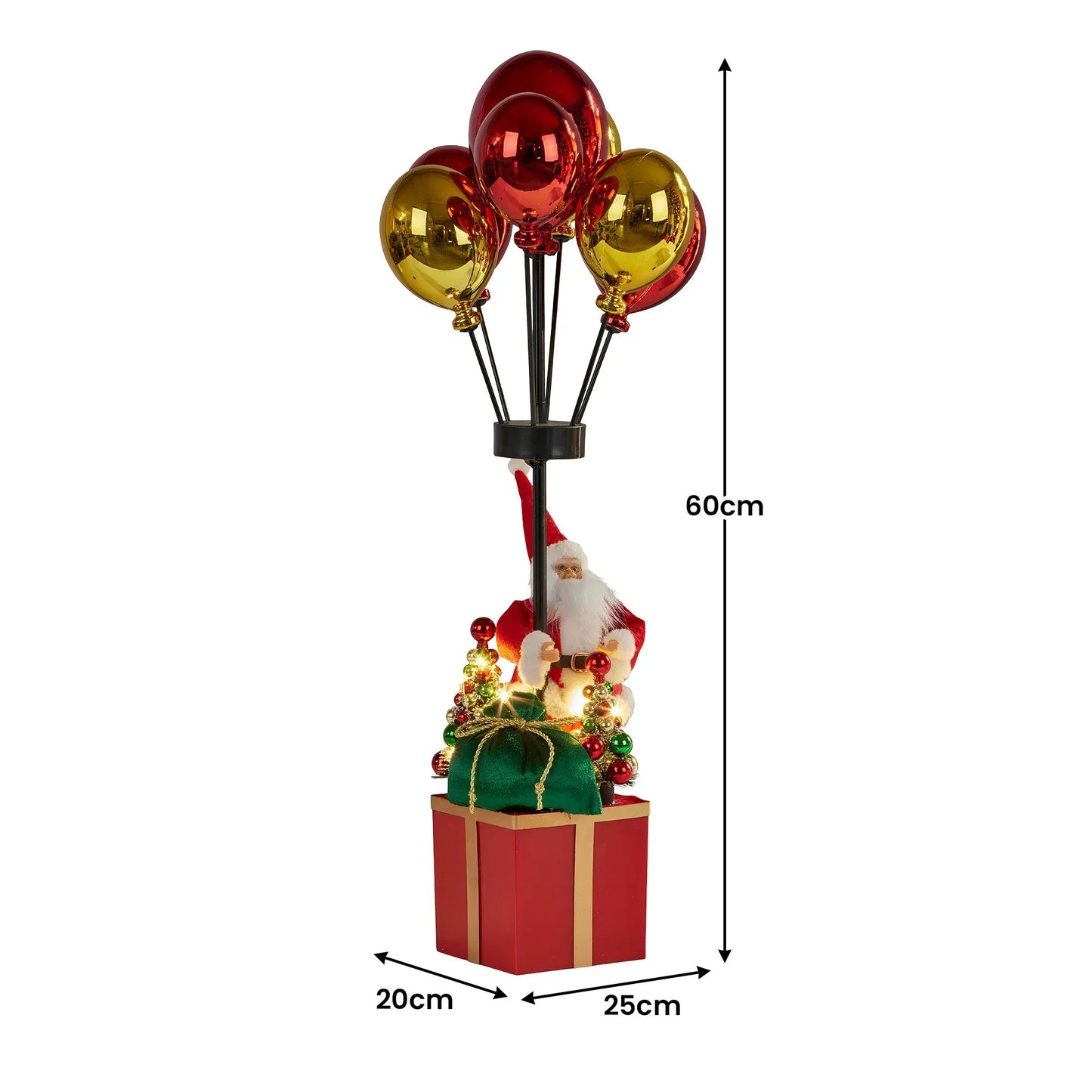 Christabelle 60cm LED Christmas Santa Claus with Balloons & Lights Ornament Decoration - Mekamart Australia