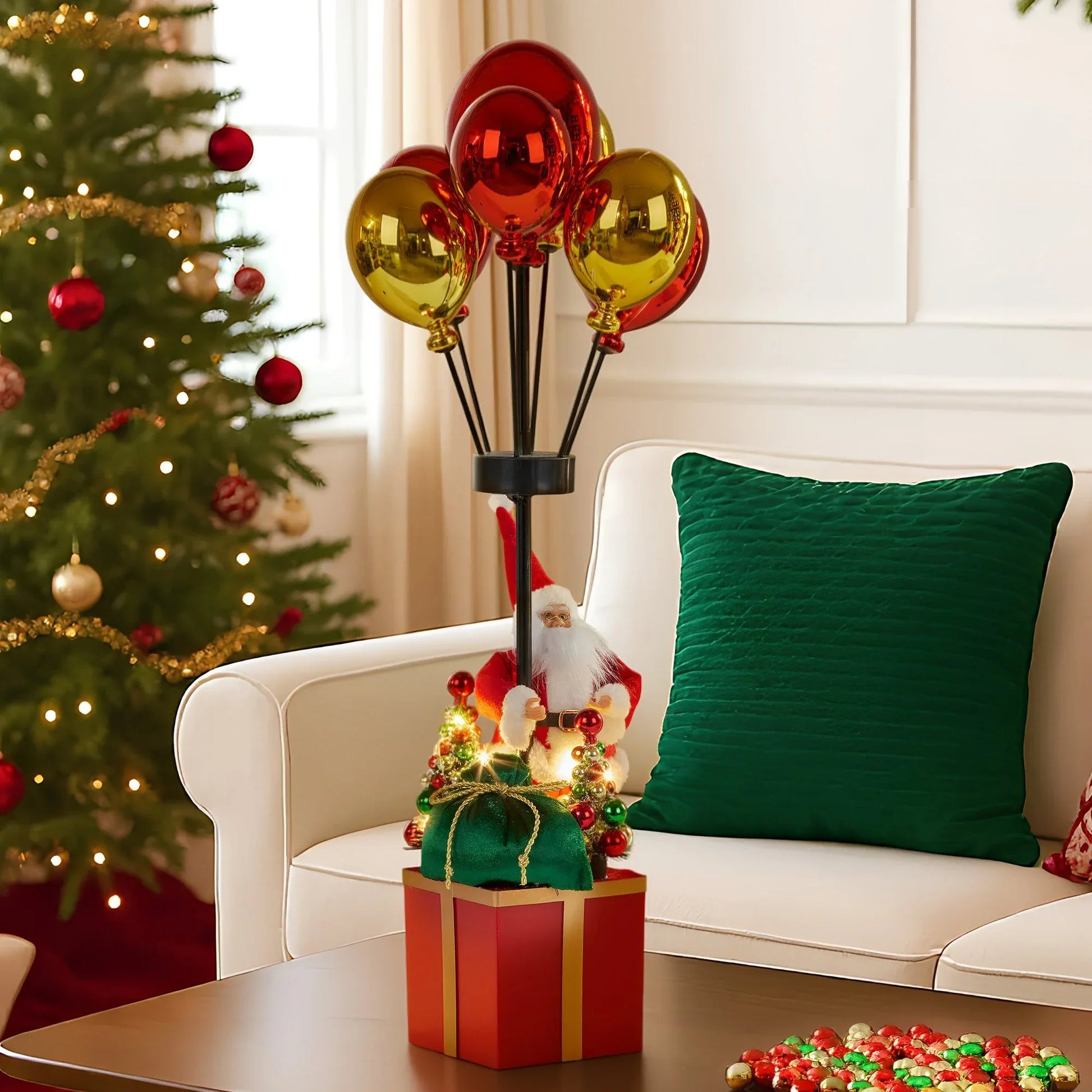 Christabelle 60cm LED Christmas Santa Claus with Balloons & Lights Ornament Decoration - Mekamart Australia