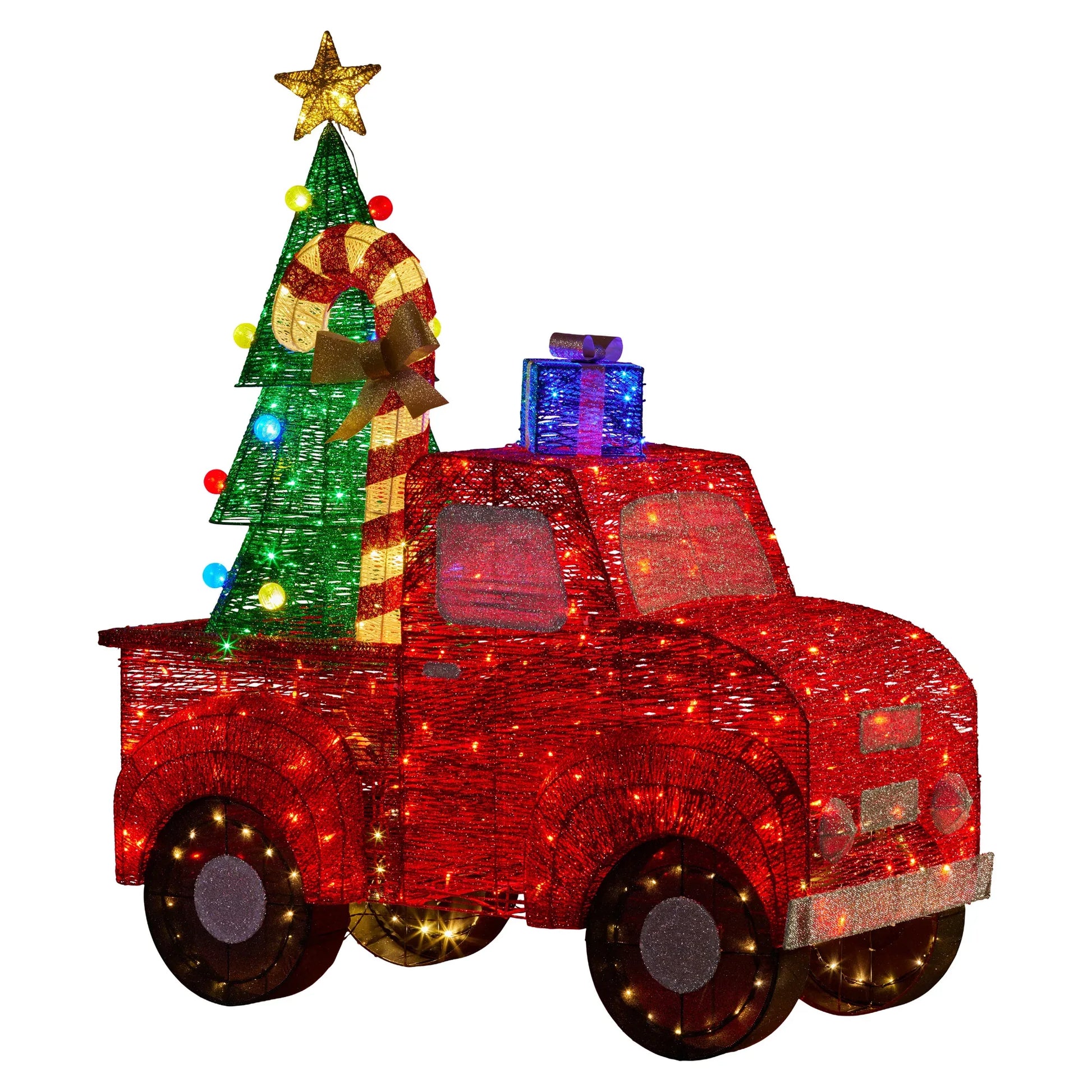 Christabelle 1.4m Christmas Tree Truck Indoor Outdoor Display Decoration LED Lights Front Yard Lawn Statue Ornament - Mekamart Australia