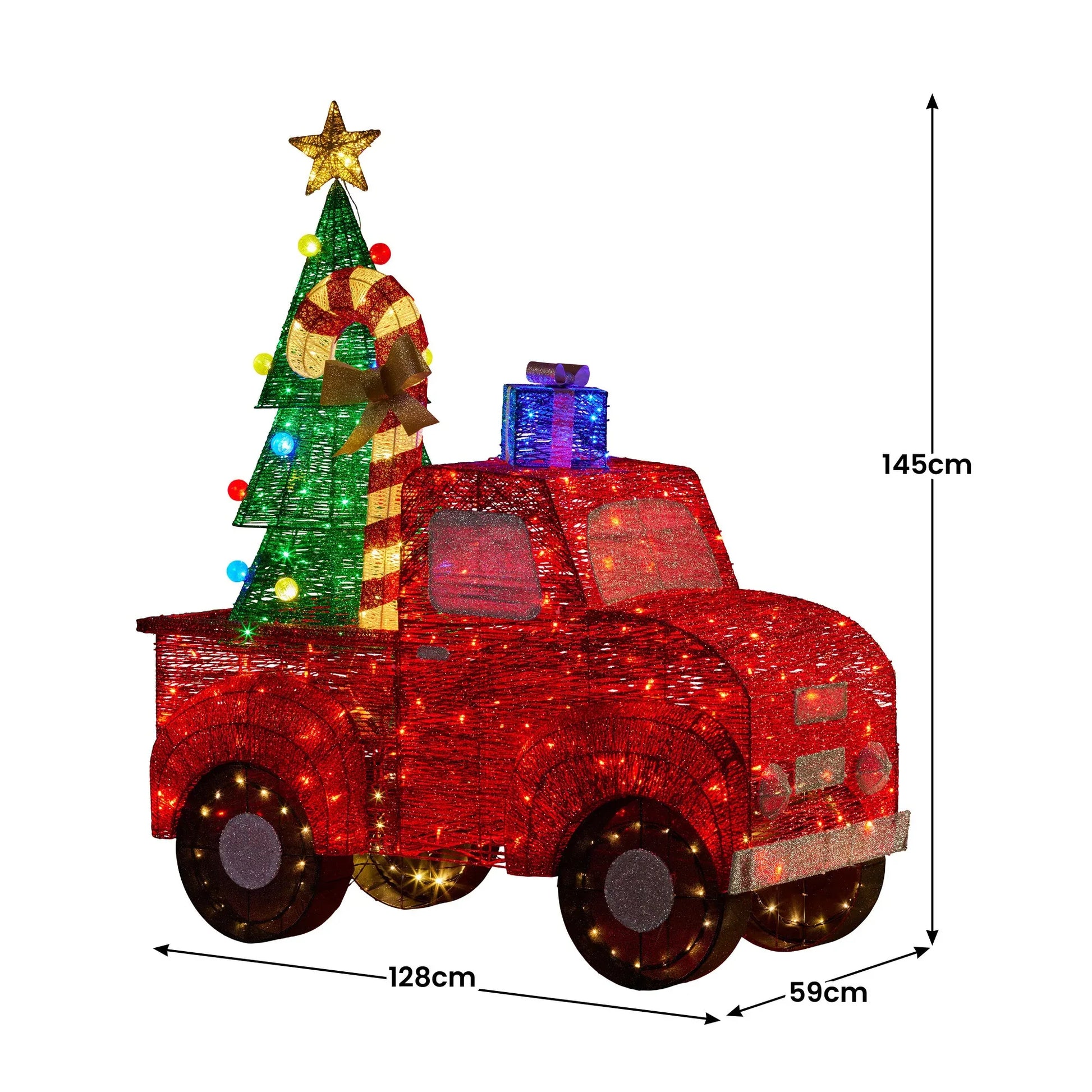 Christabelle 1.4m Christmas Tree Truck Indoor Outdoor Display Decoration LED Lights Front Yard Lawn Statue Ornament - Mekamart Australia