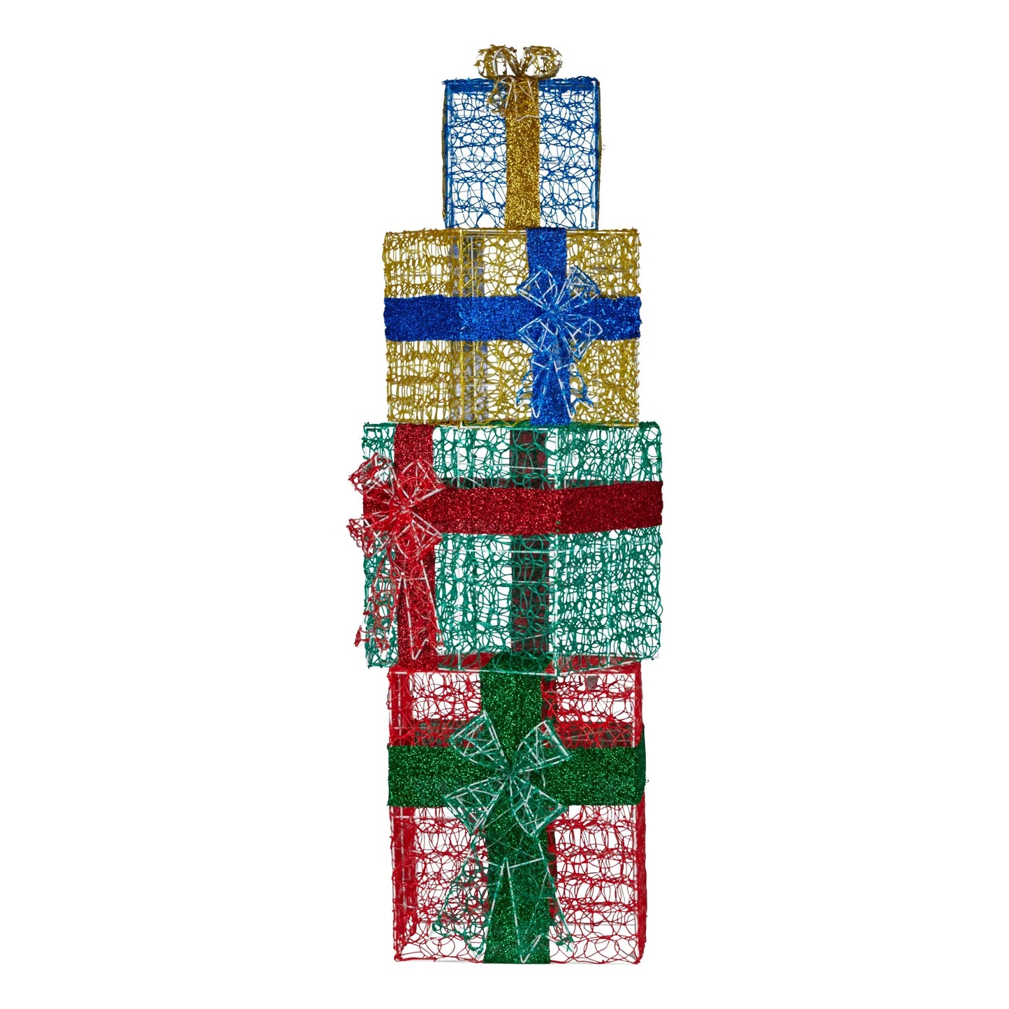 Christabelle 190cm 4-piece Gift Stack Box Christmas Decor Bows Led Lights Xmas - Mekamart Australia