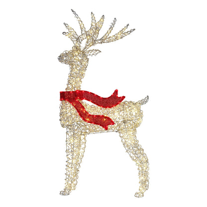 Christabelle Large 1.5m Christmas Reindeer Outdoor Indoor Light-Up Display Decoration Lawn Statue LED Lights Red Bow - Mekamart Australia