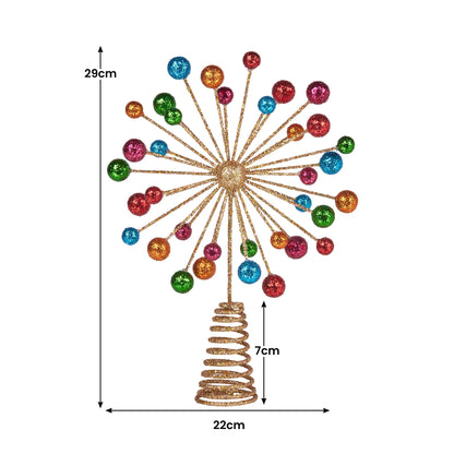 Christabelle Christmas Tree Topper Glittery Baubles Gold Decoration Ornaments - Mekamart Australia