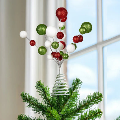 Christabelle Baubles Christmas Tree Topper Festive Glitter Finish Xmas Ornament - Mekamart Australia