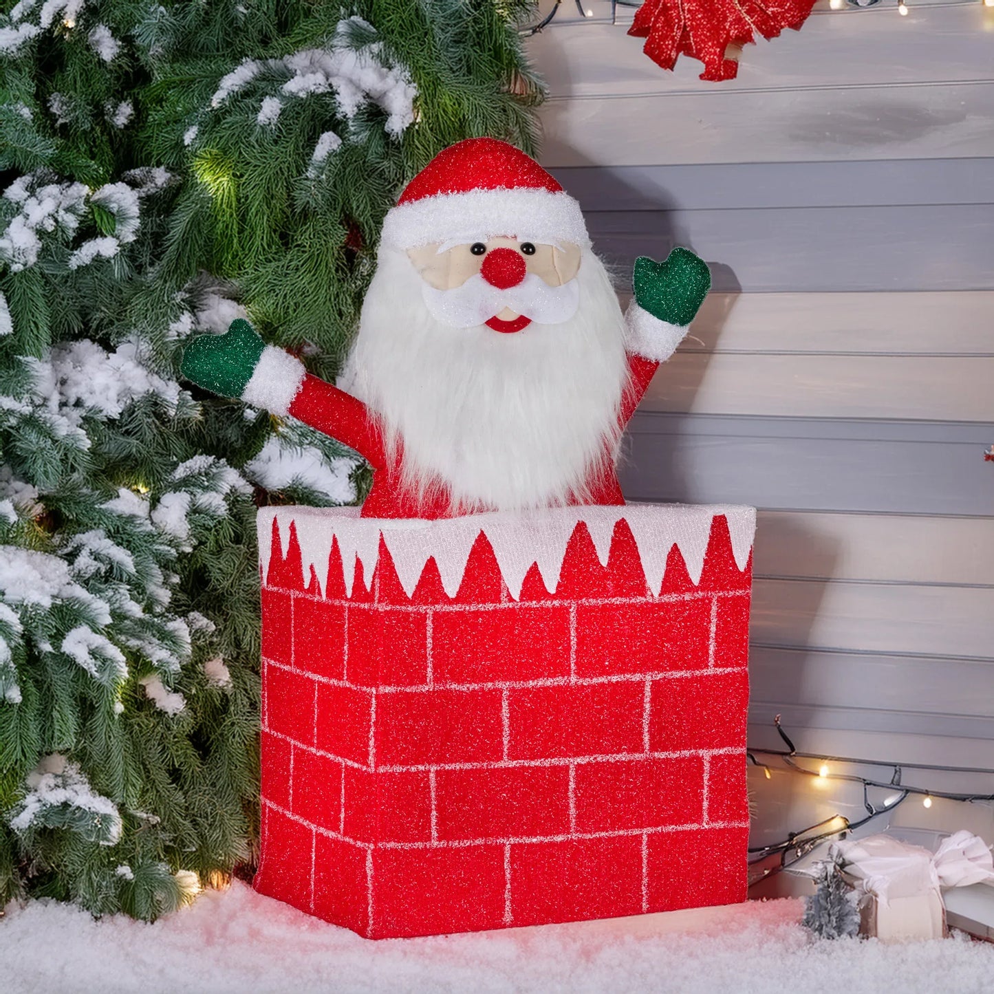 Christabelle 76cm Animated Santa In Chimney Christmas Tree Led Lights Ornament - Mekamart Australia