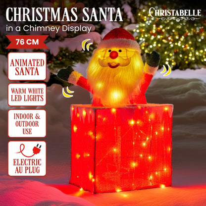 Christabelle 76cm Animated Santa In Chimney Christmas Tree Led Lights Ornament - Mekamart Australia