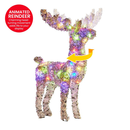 Christabelle 112cm Animated Reindeer Christmas LED Lights Indoor Outdoor Yard Statue Decoration - Mekamart Australia