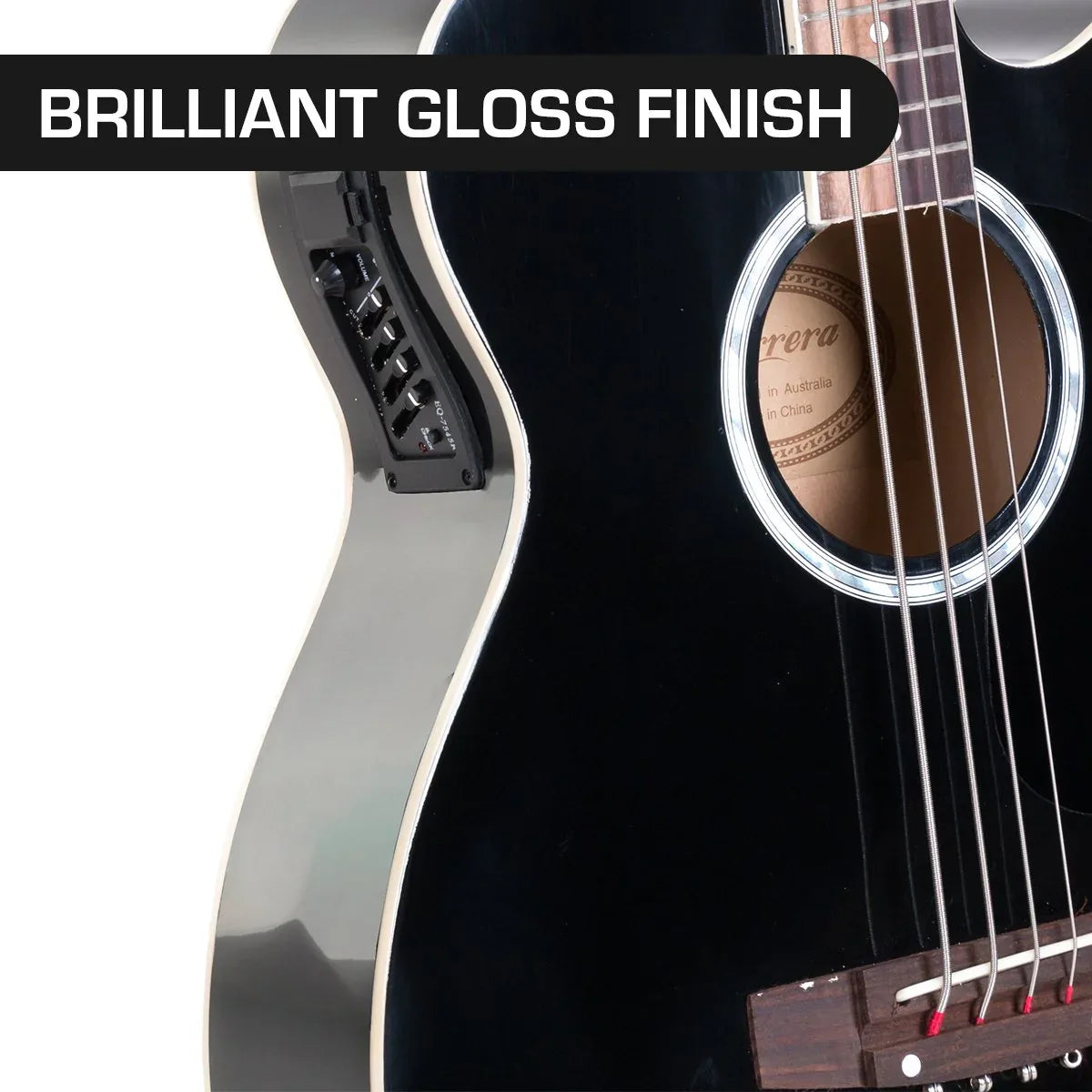 Karrera 43in Acoustic Bass Guitar - Black - Mekamart Australia