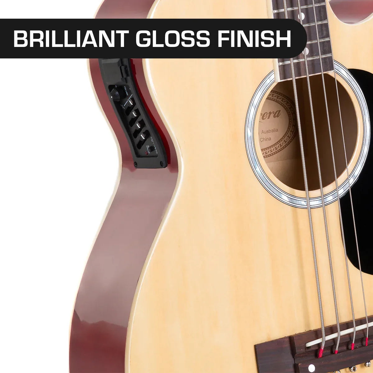 Karrera 43in Acoustic Bass Guitar with electric pickup - Natural - Mekamart Australia