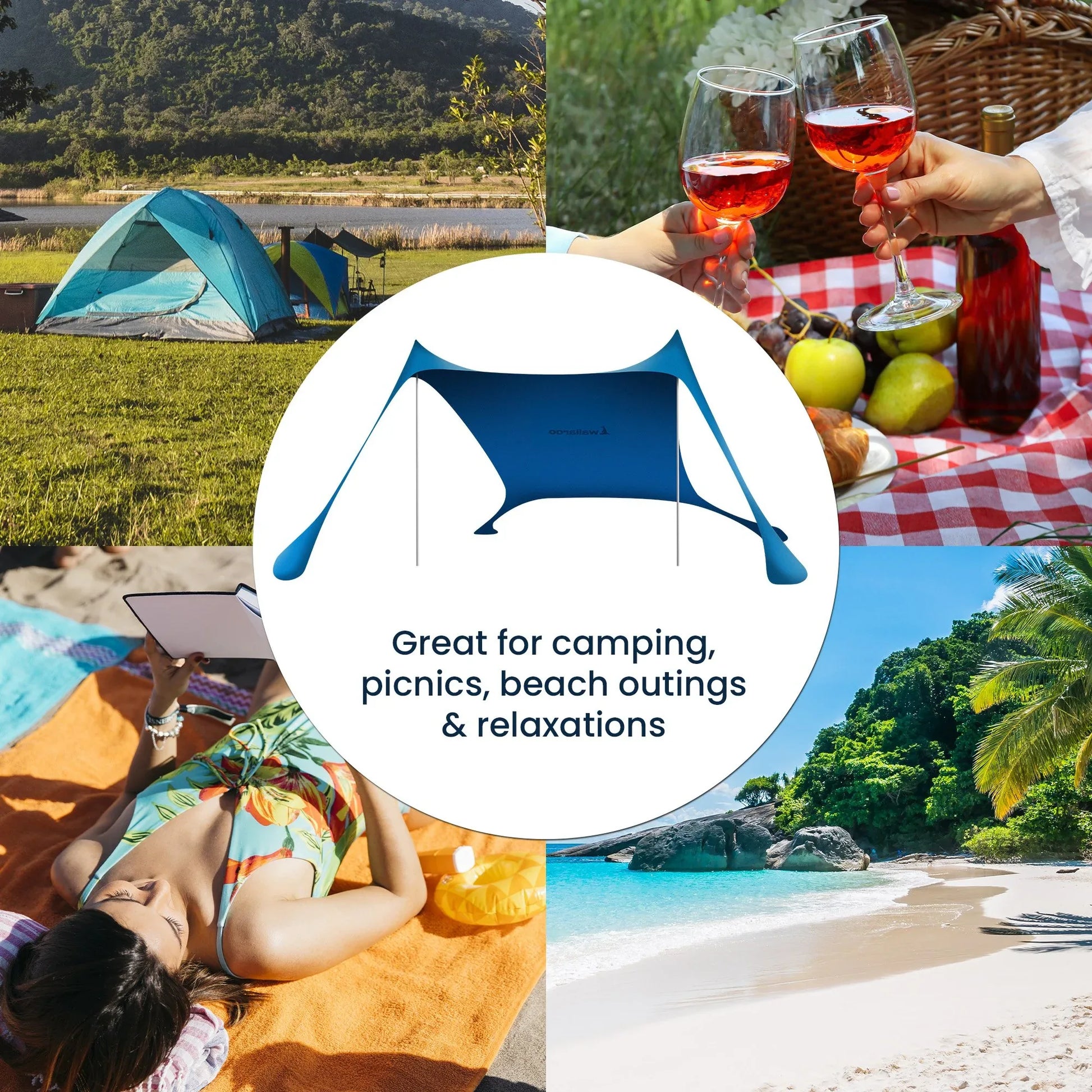 Wallaroo Beach Tent Canopy Sunshade 2m X 2m - Blue - Mekamart Australia