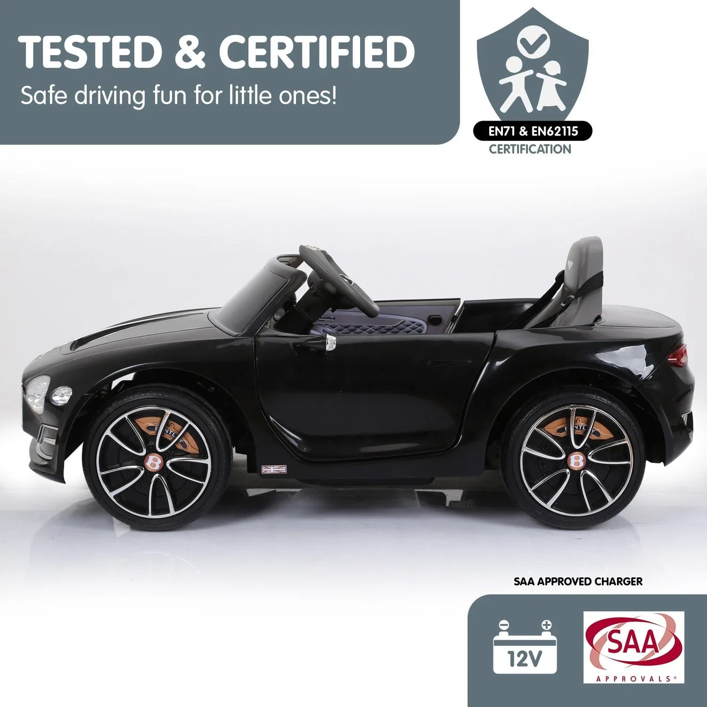 Kahuna Bentley Exp 12 Licensed Speed 6E Electric Kids Ride On Car Black - Mekamart Australia