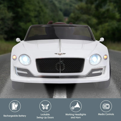 Kahuna Bentley Exp 12 Speed 6E Licensed Kids Ride On Electric Car Remote Control - White - Mekamart Australia
