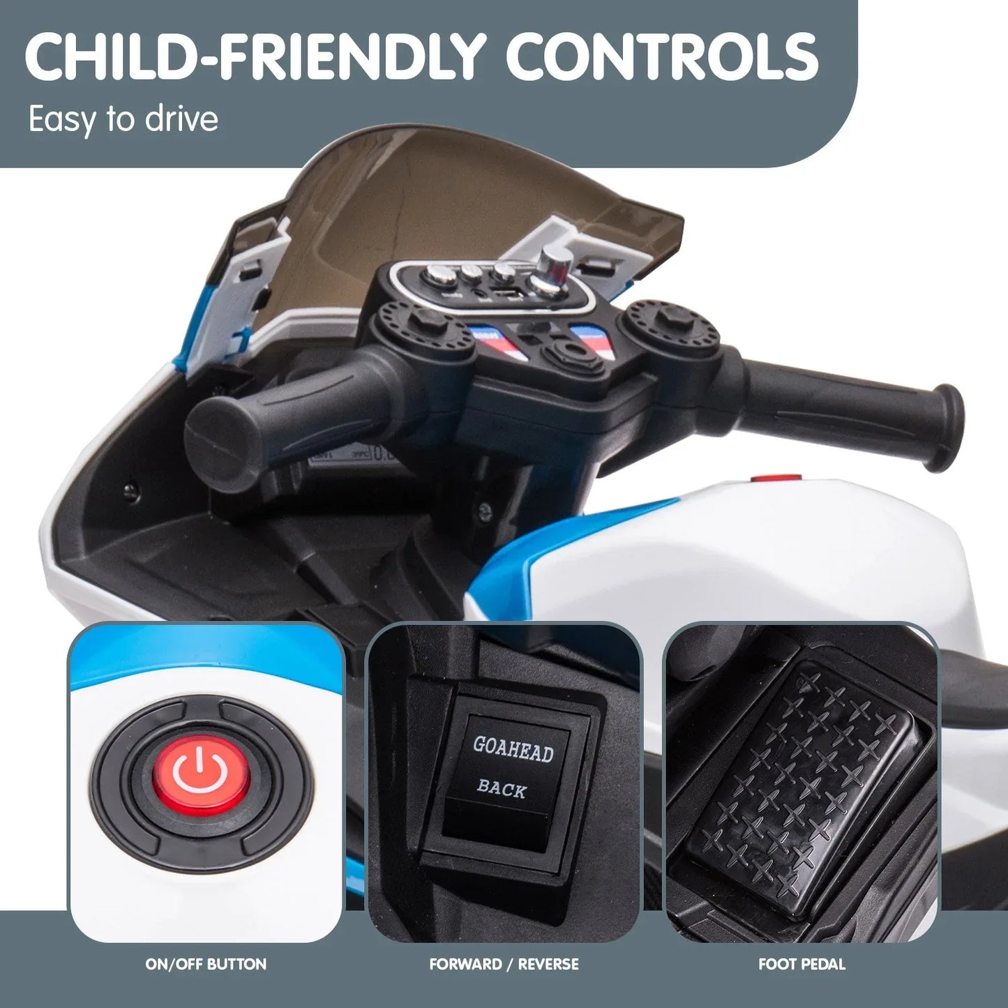 Kahuna Bmw Hp4 Race Kids Ride-on Motorbike In Blue - Mekamart Australia